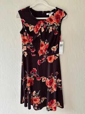 WISP | Women's Ceena Jersey Dress Floral A-Line NEW Size 6 Sleeveless Burgundy